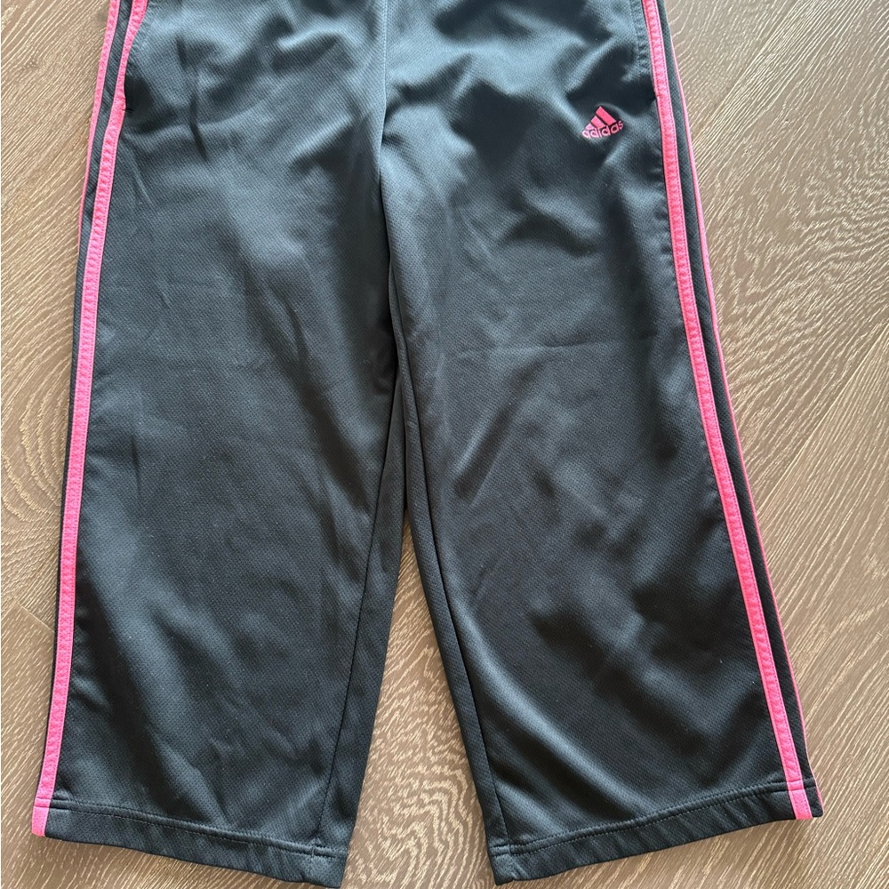 Adidas Black Track Pants with Pink Accents